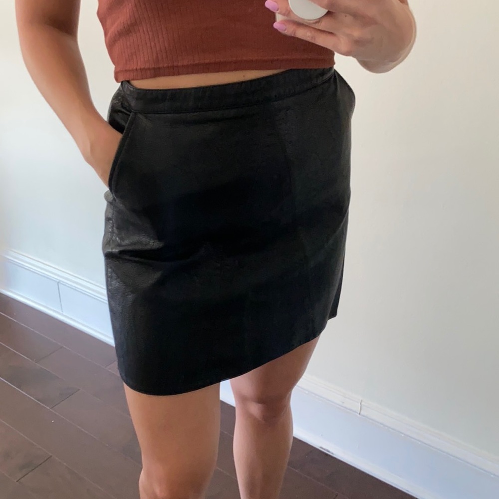 Zara Faux Leather High Waist Skirt w Pockets